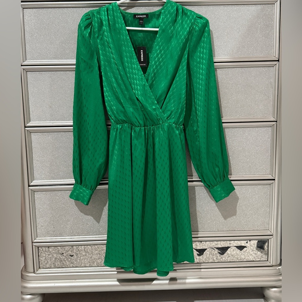 Express Green Wrap Dress NWT S